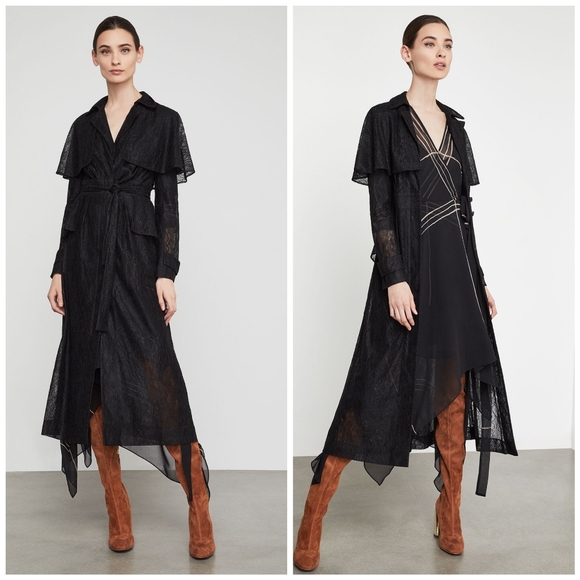 BCBGMaxAzria Jackets & Blazers - NWT BCBGMaxAzria Long Lace Peplum Trench L
